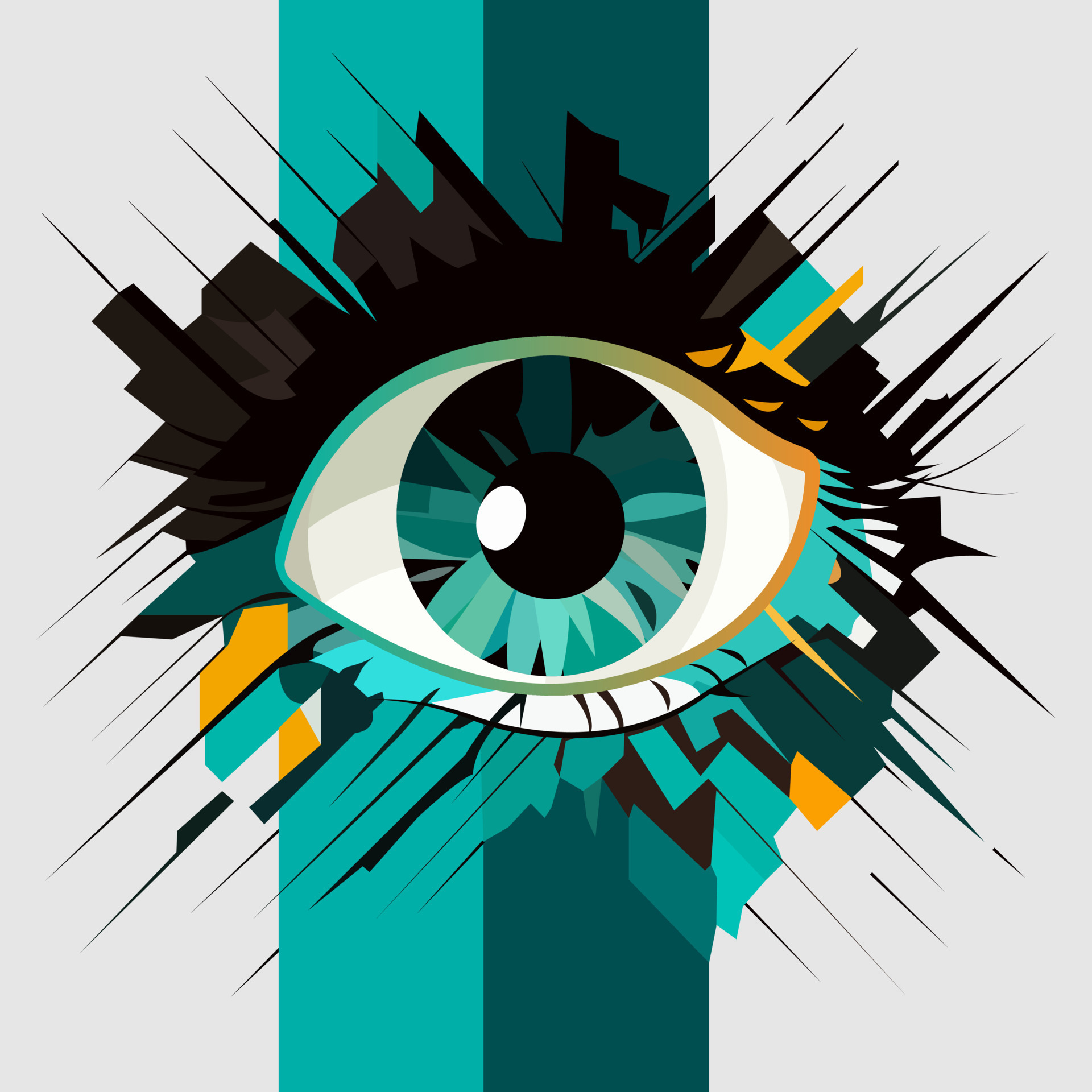 eye in abstract art style, cube style for poster, banner or background