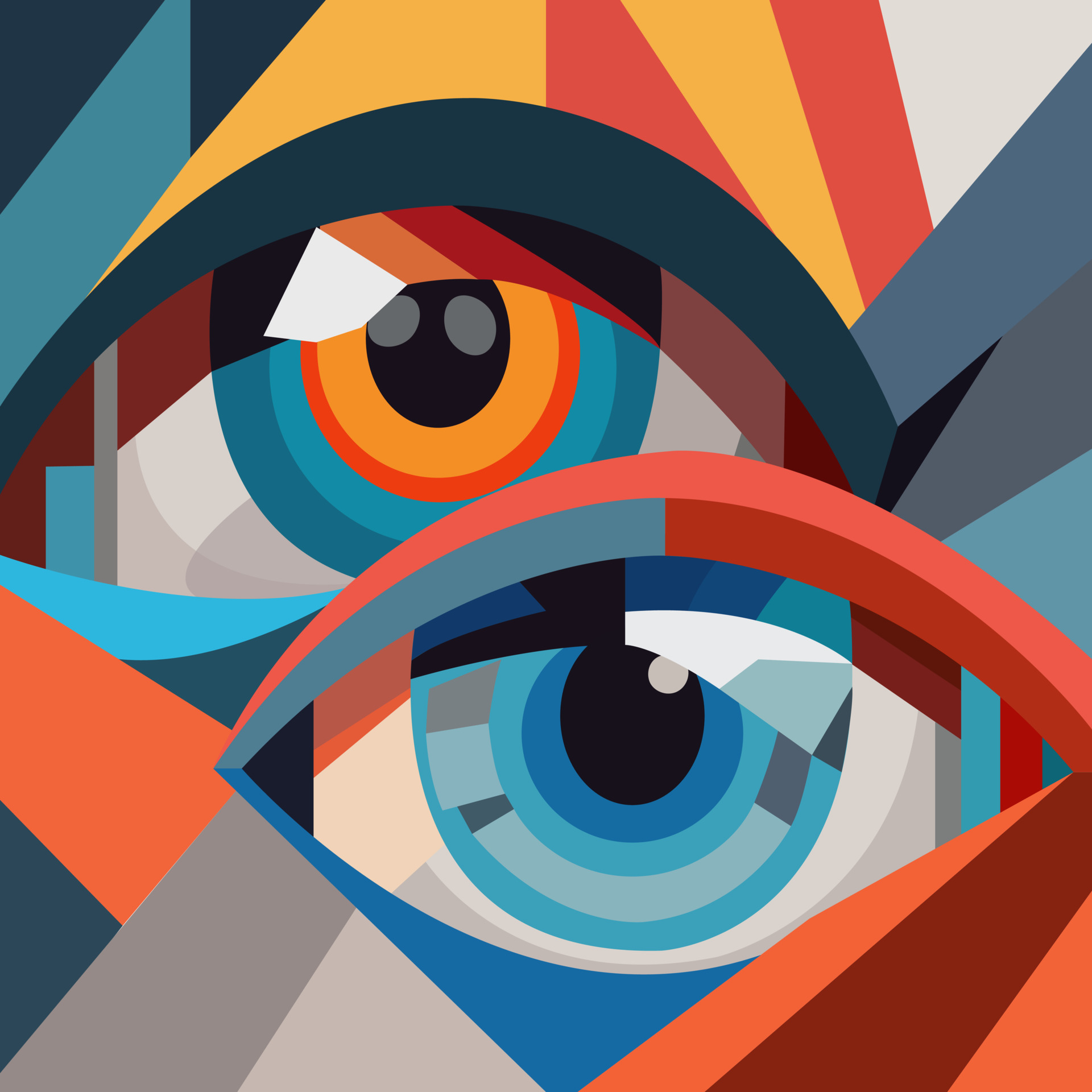 eye in abstract art style, cubic style for poster, banner or background