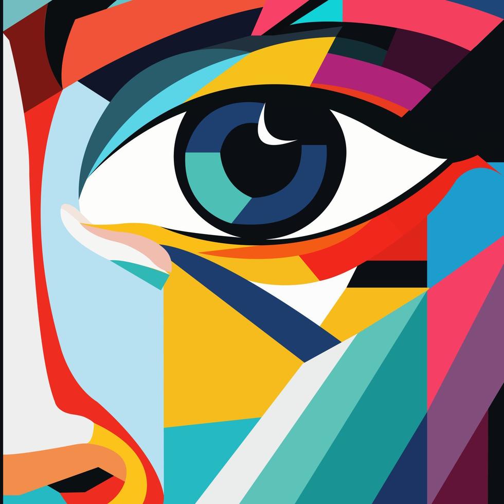 Human face in an abstract style, cubic portrait drawing for graphics, poster, banner vector