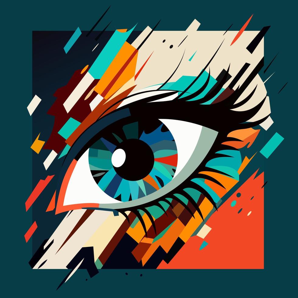 eye in abstract art style, cube style for poster, banner or background, vector illustration