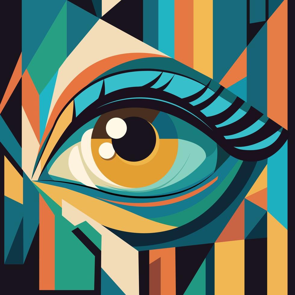 eye in abstract art style, cubic style for poster, banner or background, vector illustration