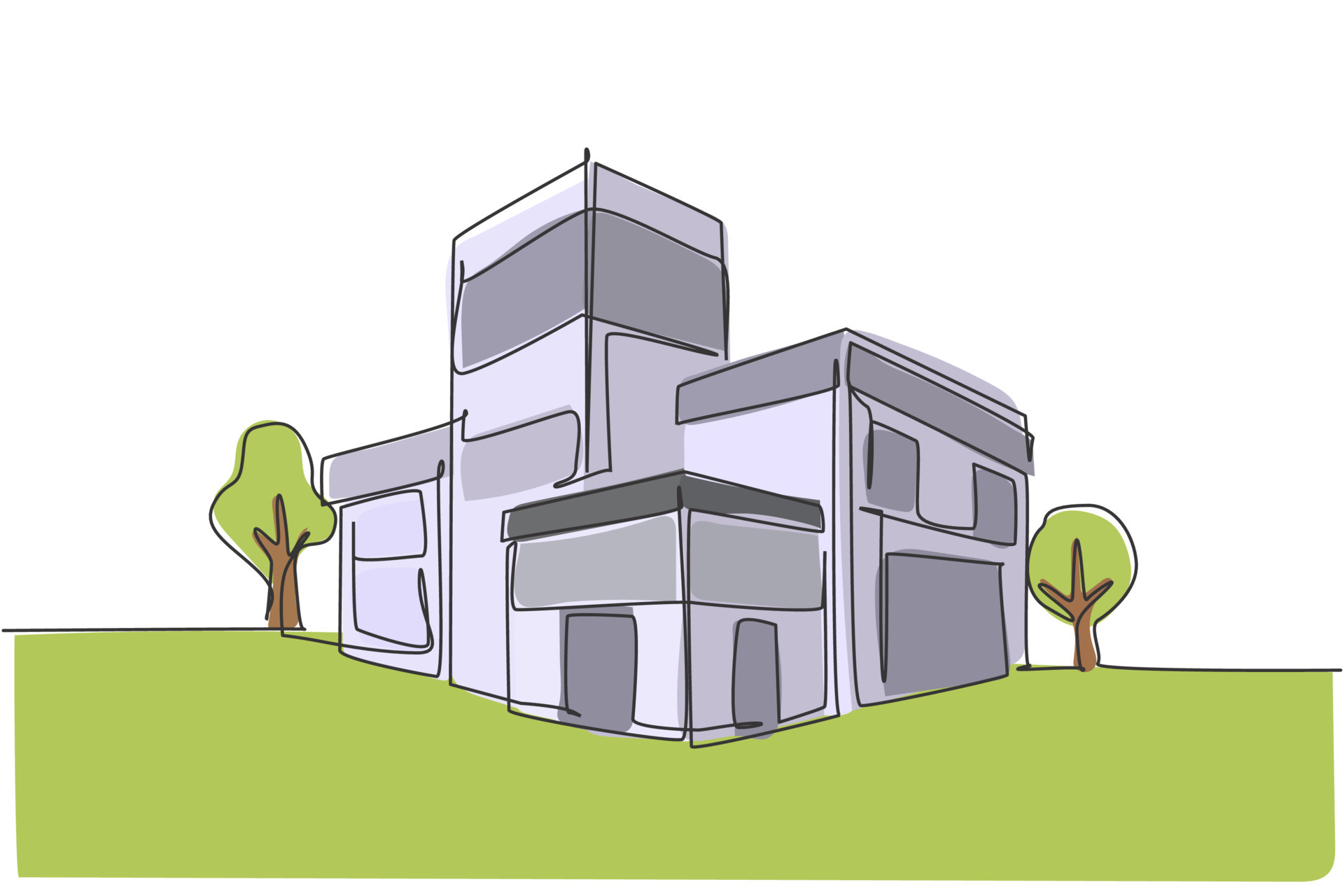 3D design drawing of architectural modern house  Cadbull
