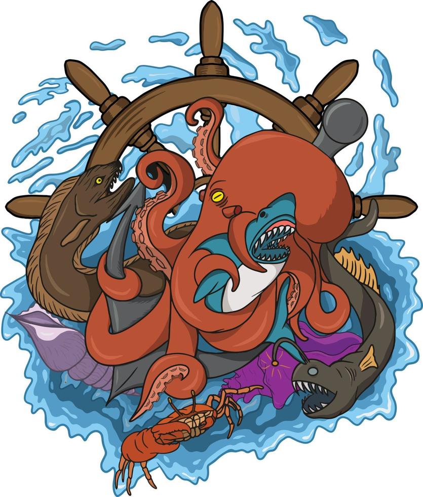 Deep Sea Creatures vector