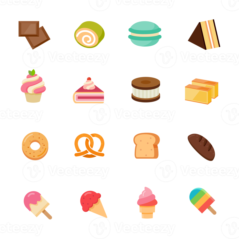 Dessert and sweet color icon set png