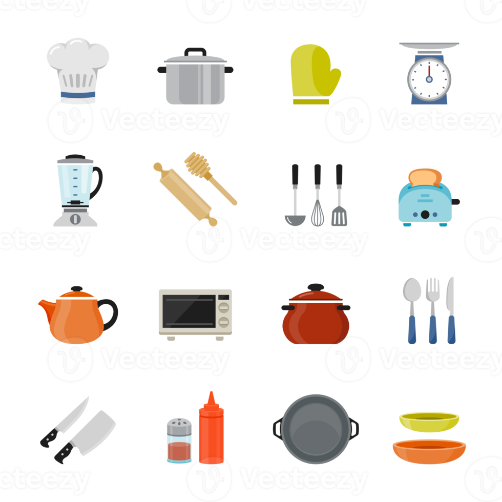 Kitchenware color icon set png