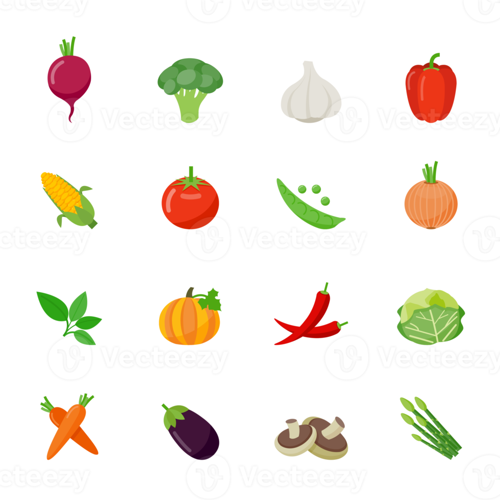 Vegetable color icon set png
