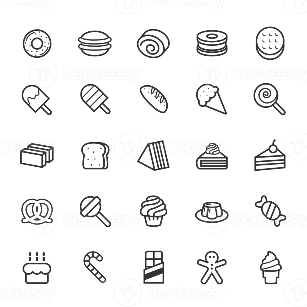 Set of Outline stroke Dessert and Sweet icon png