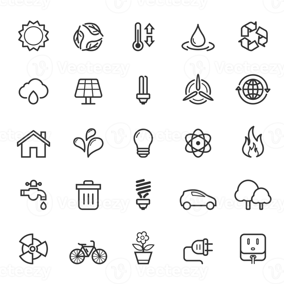 Set of Outline Stroke Ecology Icons png