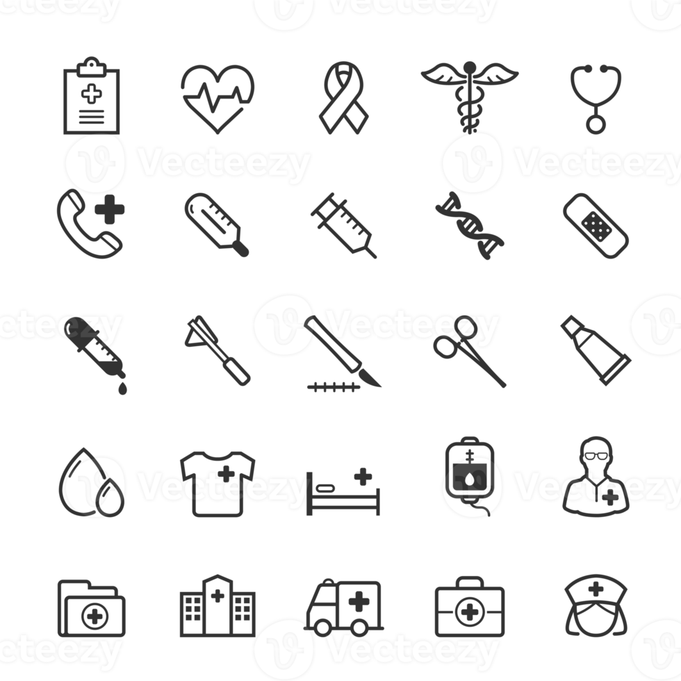 Set of Outline stroke Medical icon png