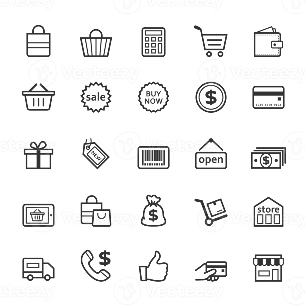 Set of Outline stroke Shopping icon png