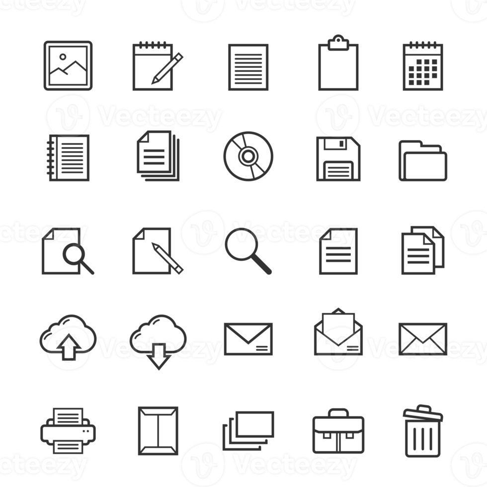 Set of Outline stroke document icon png