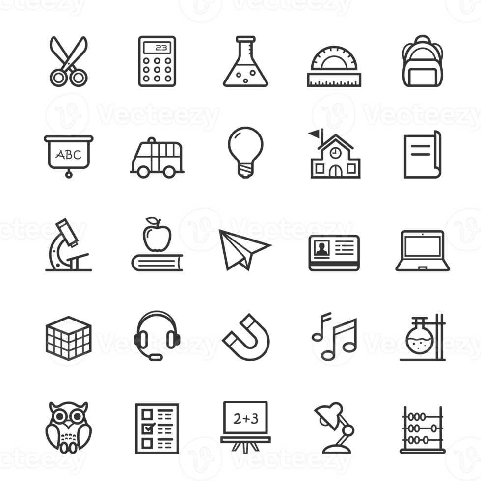 Set of Outline stroke Education icon png