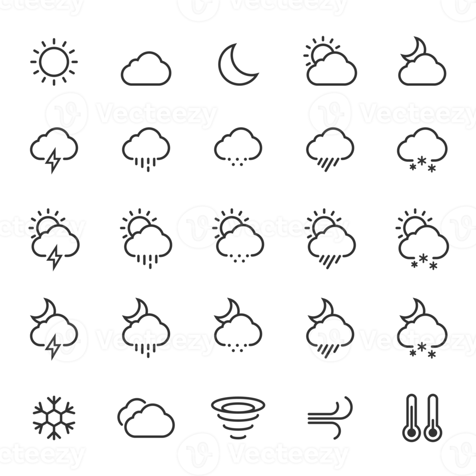 25 Outline Stroke Weather Icons png