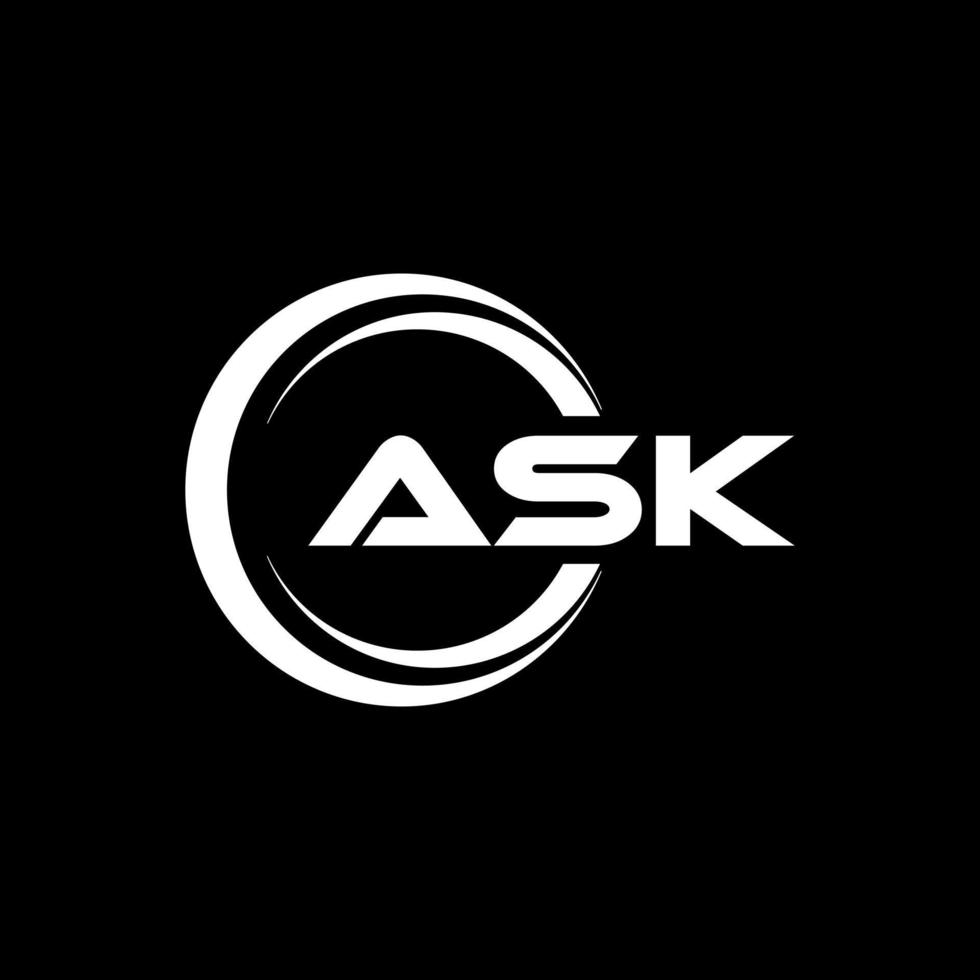 ASK letter logo design in illustration. Vector logo, calligraphy designs for logo, Poster, Invitation, etc.