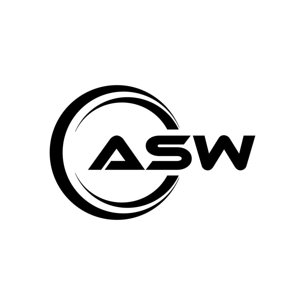 asw letra logo diseño en ilustración. vector logo, caligrafía diseños para logo, póster, invitación, etc.