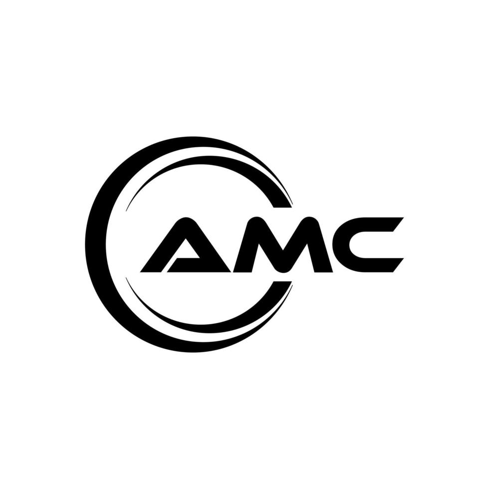 AMC letter logo design in illustration. Vector logo, calligraphy designs for logo, Poster, Invitation, etc.