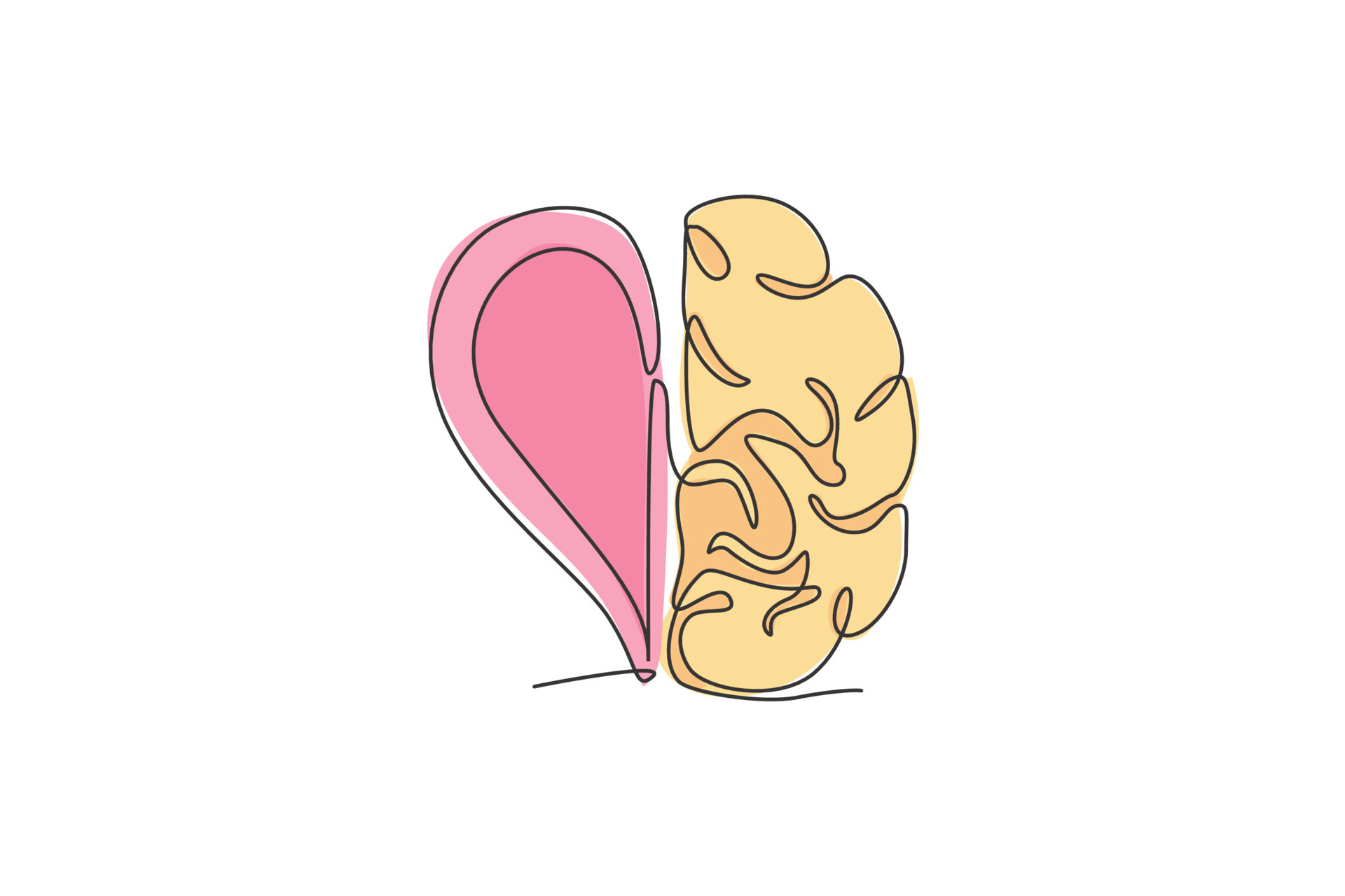 Un Dibujo De L nea Continua De La Mitad Del Cerebro Humano La Mitad un-dibujo-de-l-nea-continua-de-la-mitad-del-cerebro-humano-la-mitad