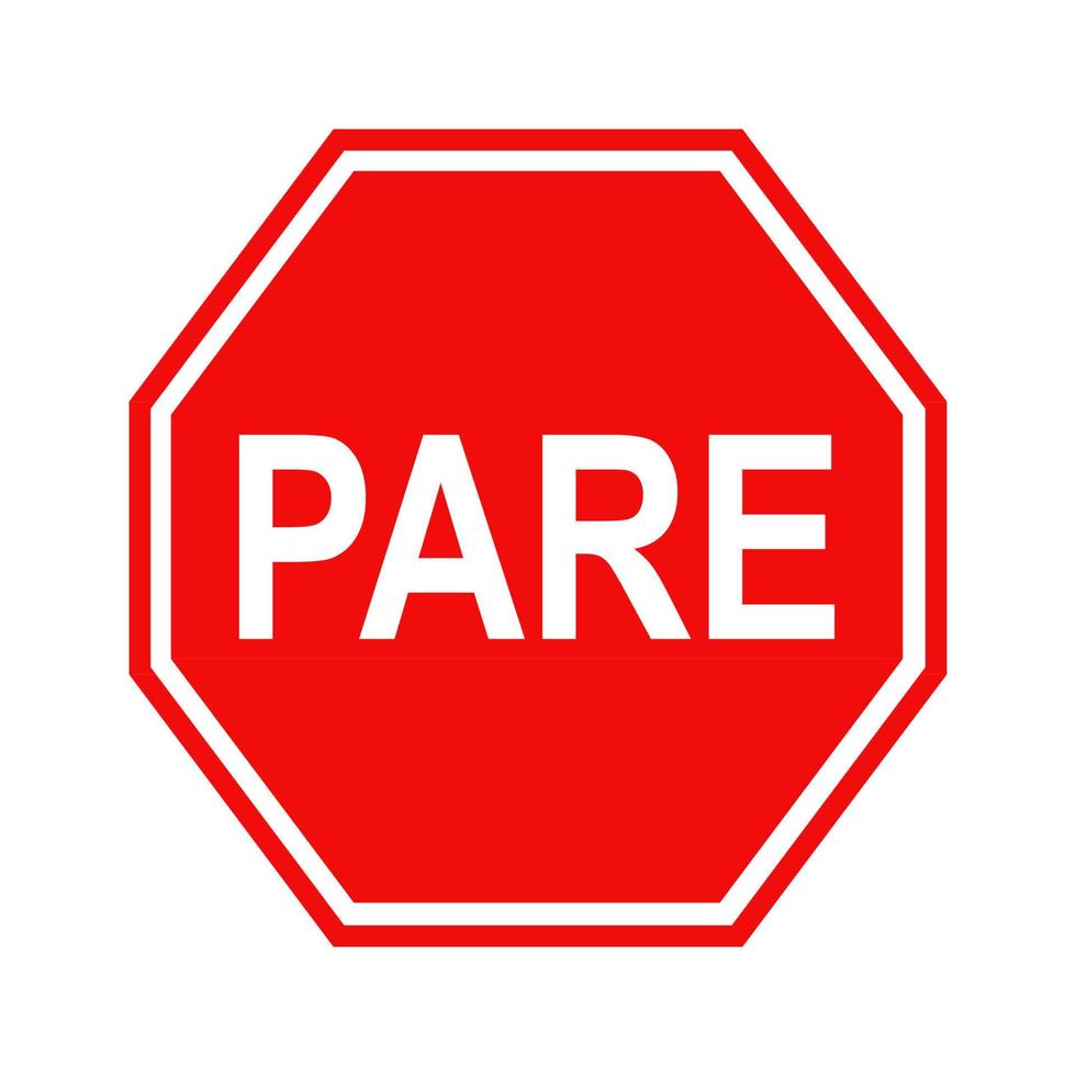 PARE stop sign in red octagon. vector