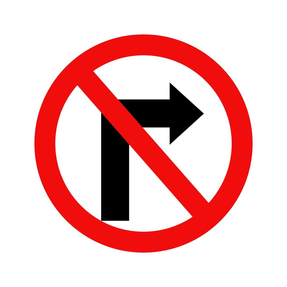 Do not turn right traffic road sign isolate on white background. vector