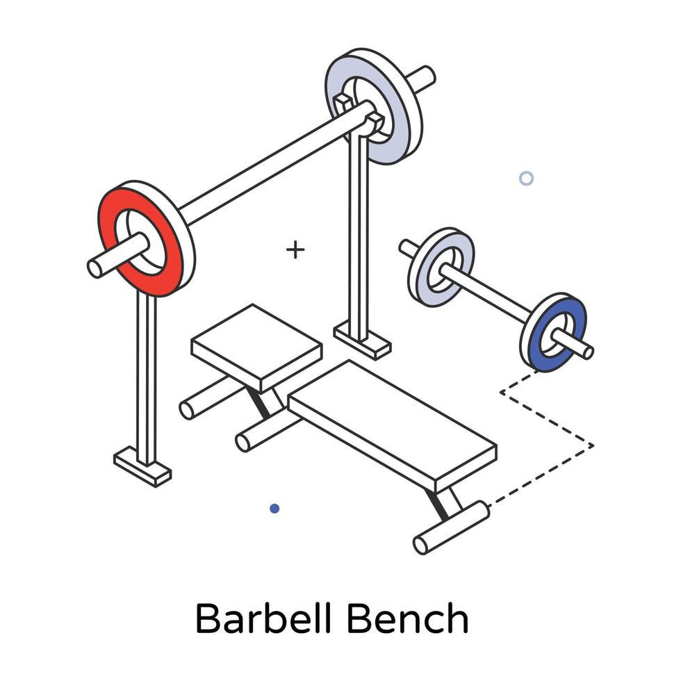 Trendy Barbell Bench vector