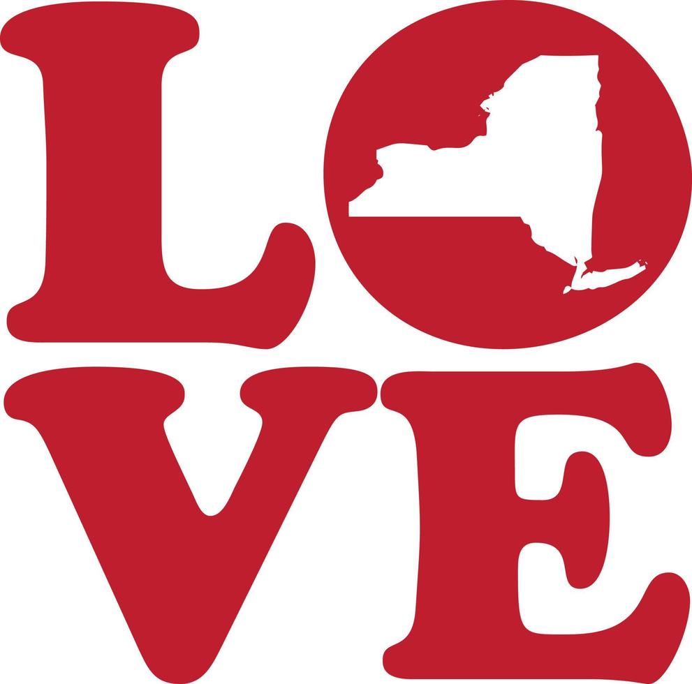 LOVE New York State Outline Vector Graphic Illustration Isolated