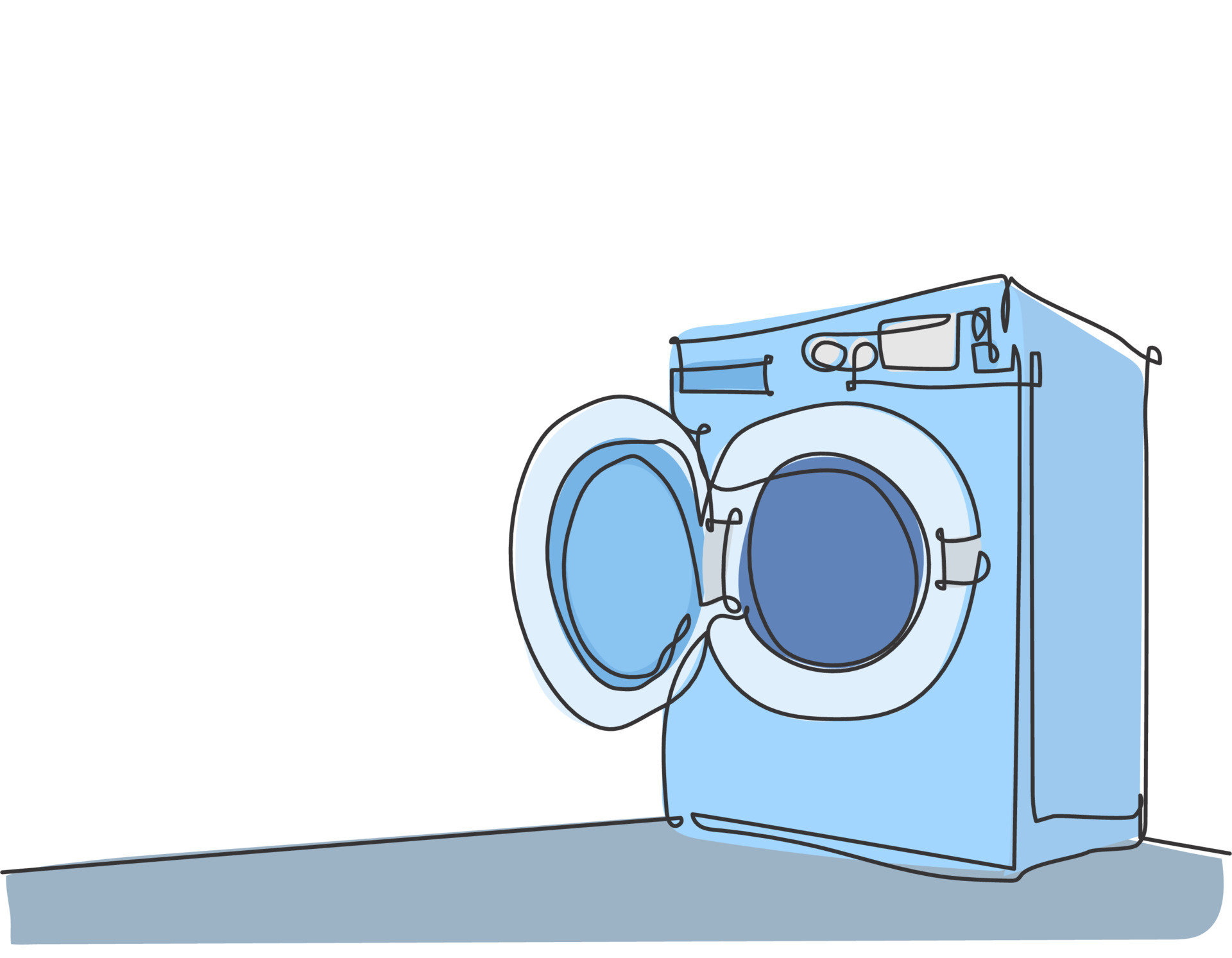 Sketch of the Completely Automatic Front Load Washing Machine in White and  Blue Colors, Vector or Color Illustration Stock Vector - Illustration of  programmes, electrical: 160162512