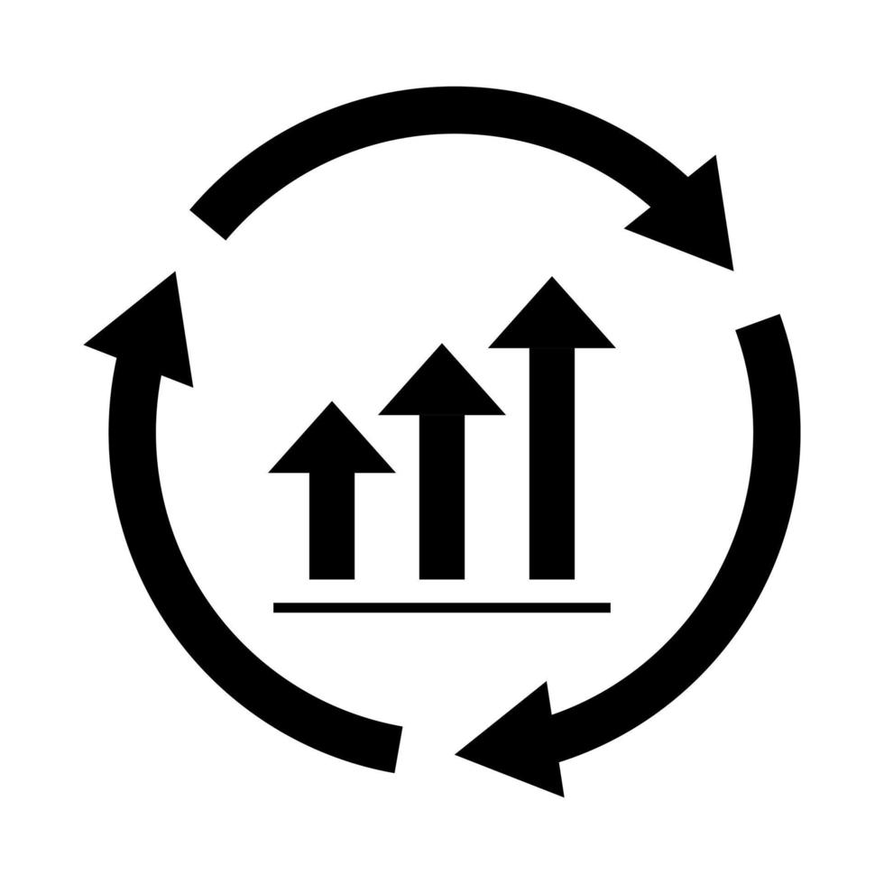 crecimiento gráfico con circular flechas icono vector continuo mejora concepto para gráfico diseño, logo, sitio web, social medios de comunicación, móvil aplicación, ui ilustración