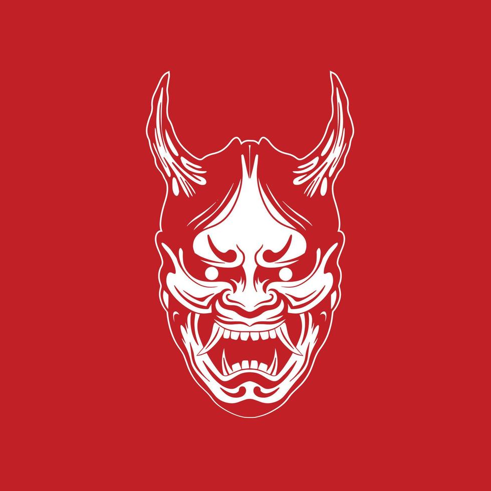 Japanese Demon Oni Mask Logo Design vector illustration