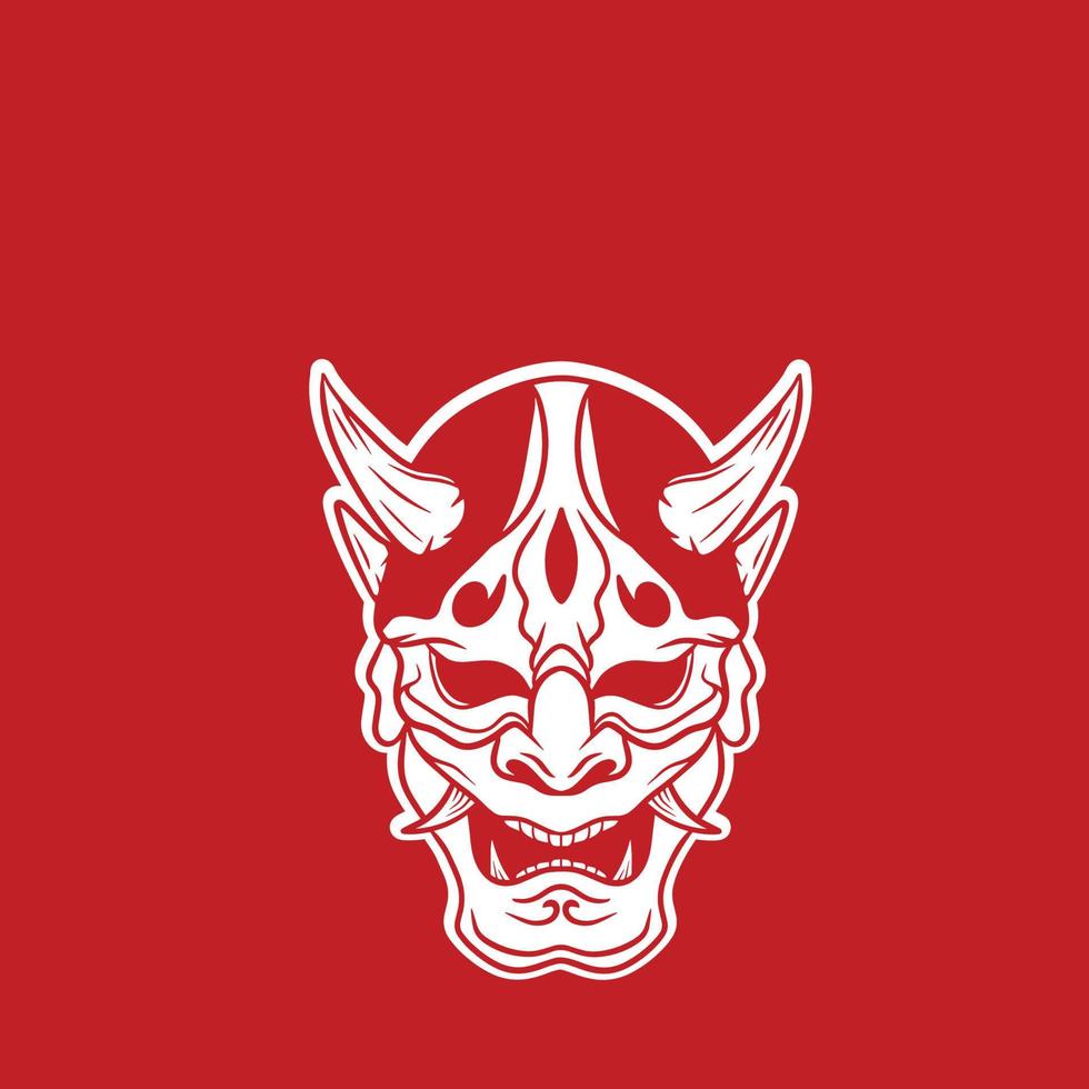 ilustración de vector de diseño de logotipo de máscara de demonio japonés oni