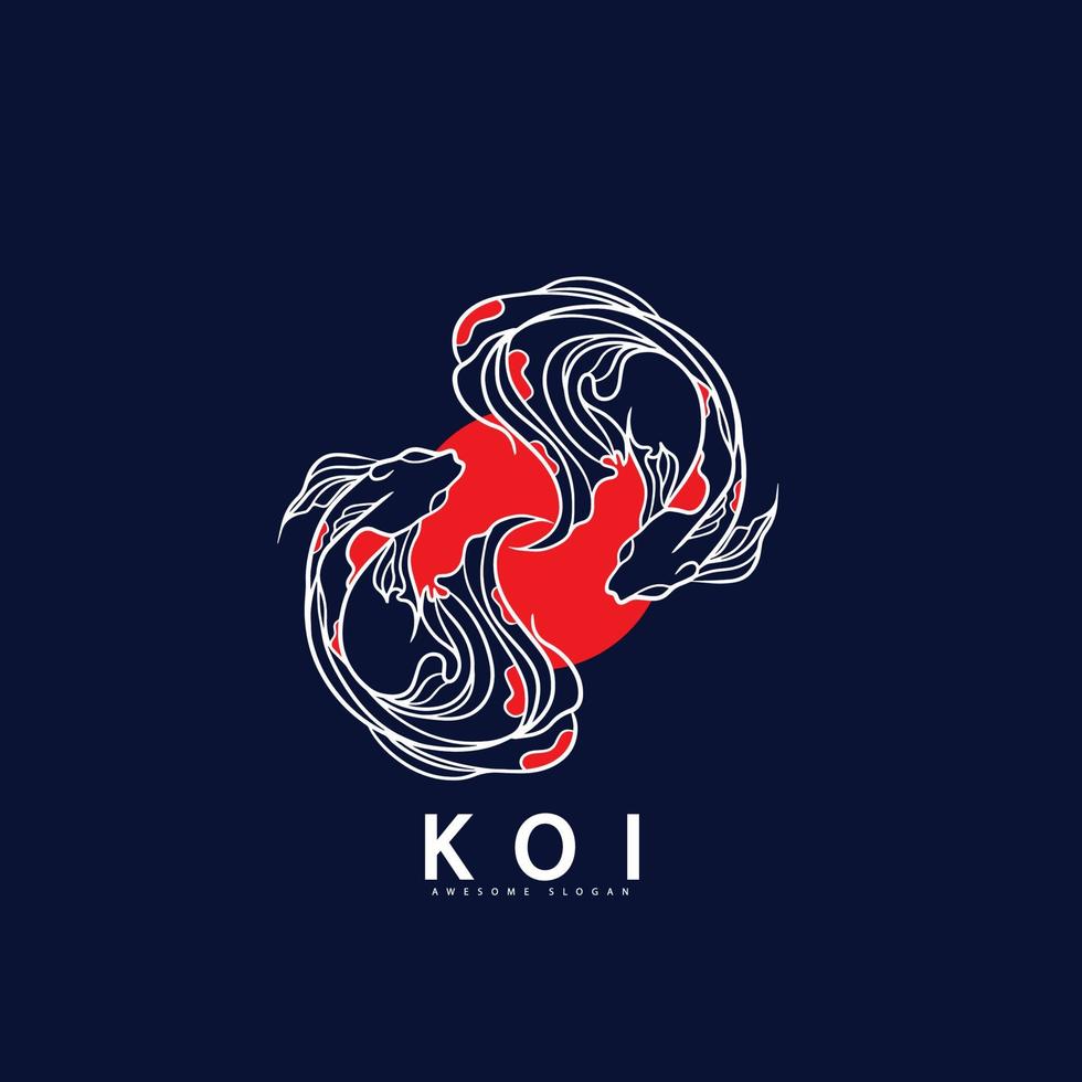 Fish koi logo and symbol vector image