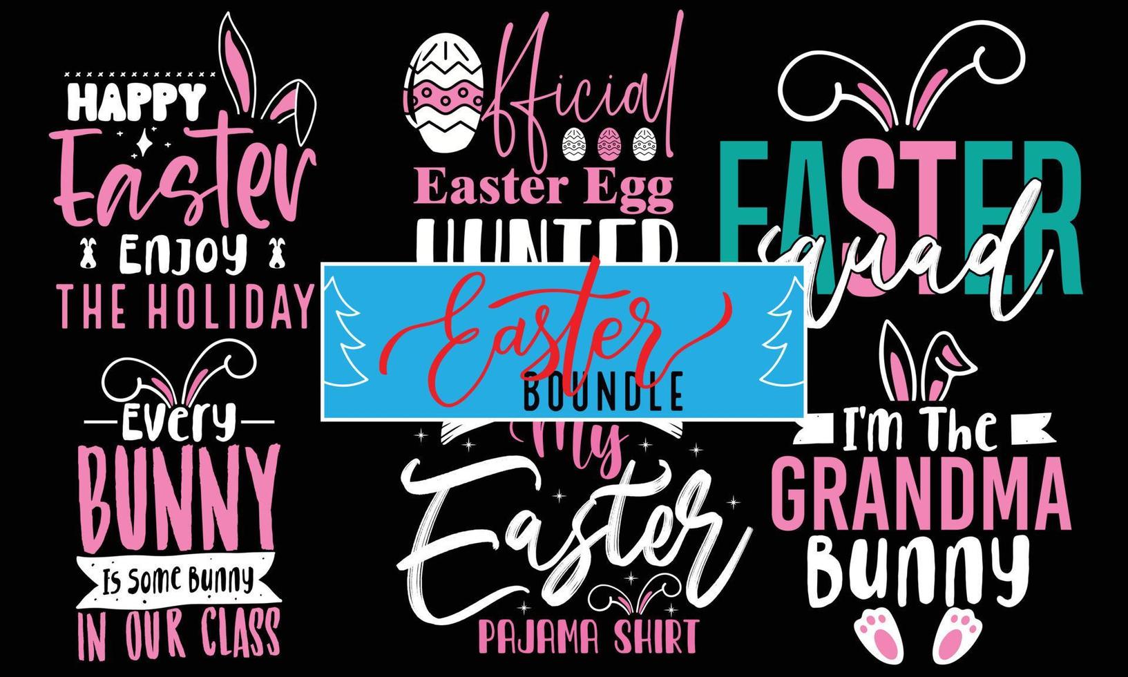 Easter Bunny Vector T-Shirt Design Bundle 2