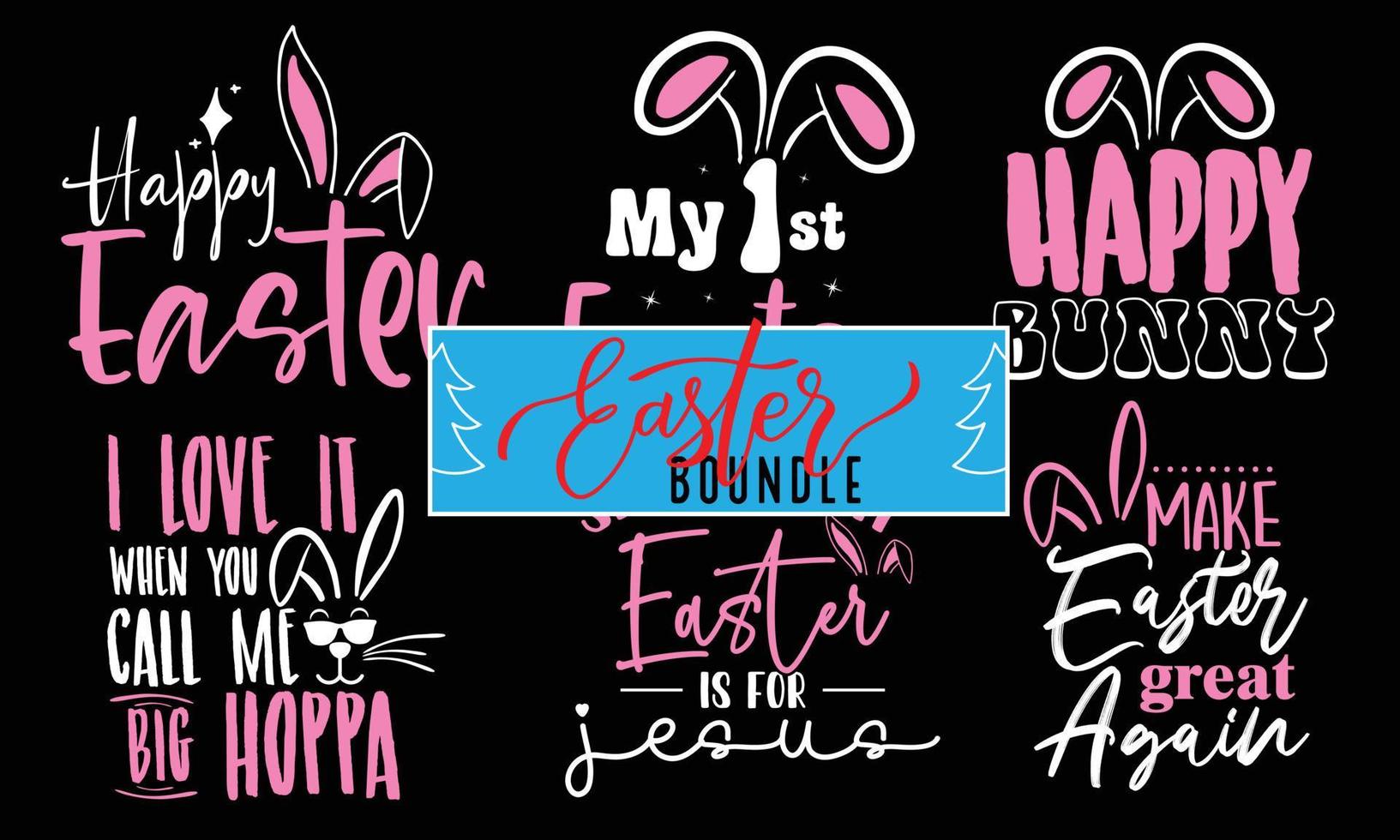 Easter Bunny Vector T-Shirt Design Bundle