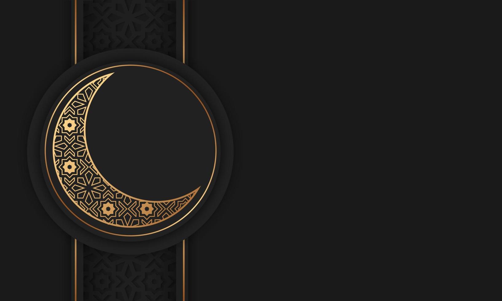 Arabic luxury ornament background with golden decorative ornament border frame. Islamic template design. Vector illustration