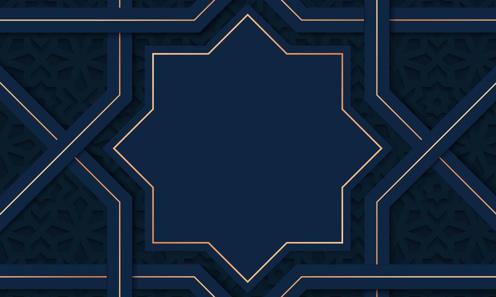 Abstract blue texture background with decorative ornament border frame. Islamic template design. Vector illustration