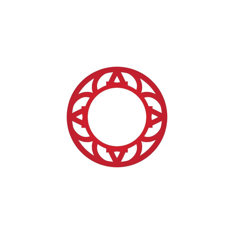 Decorative inspirational icon in red tones, catchy minimalist angular and round logo vector