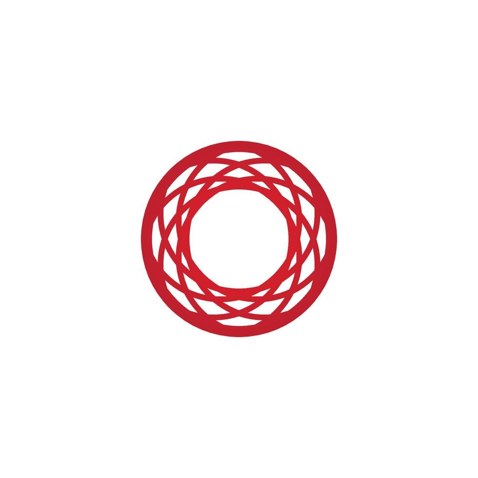 Decorative inspirational icon in red tones, catchy minimalist angular and round logo vector