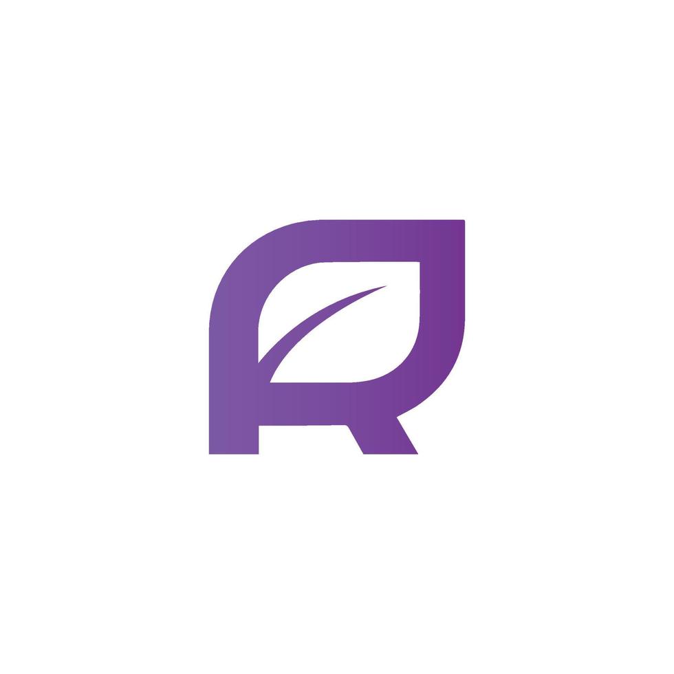 púrpura color r logo interior hoja icono símbolo moderno corporativo, resumen letra logo vector