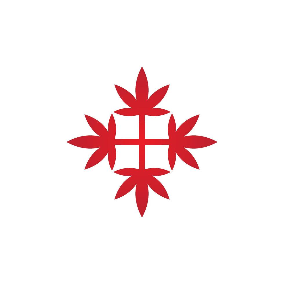 Decorative inspirational icon in red tones, catchy minimalist angular and round logo vector