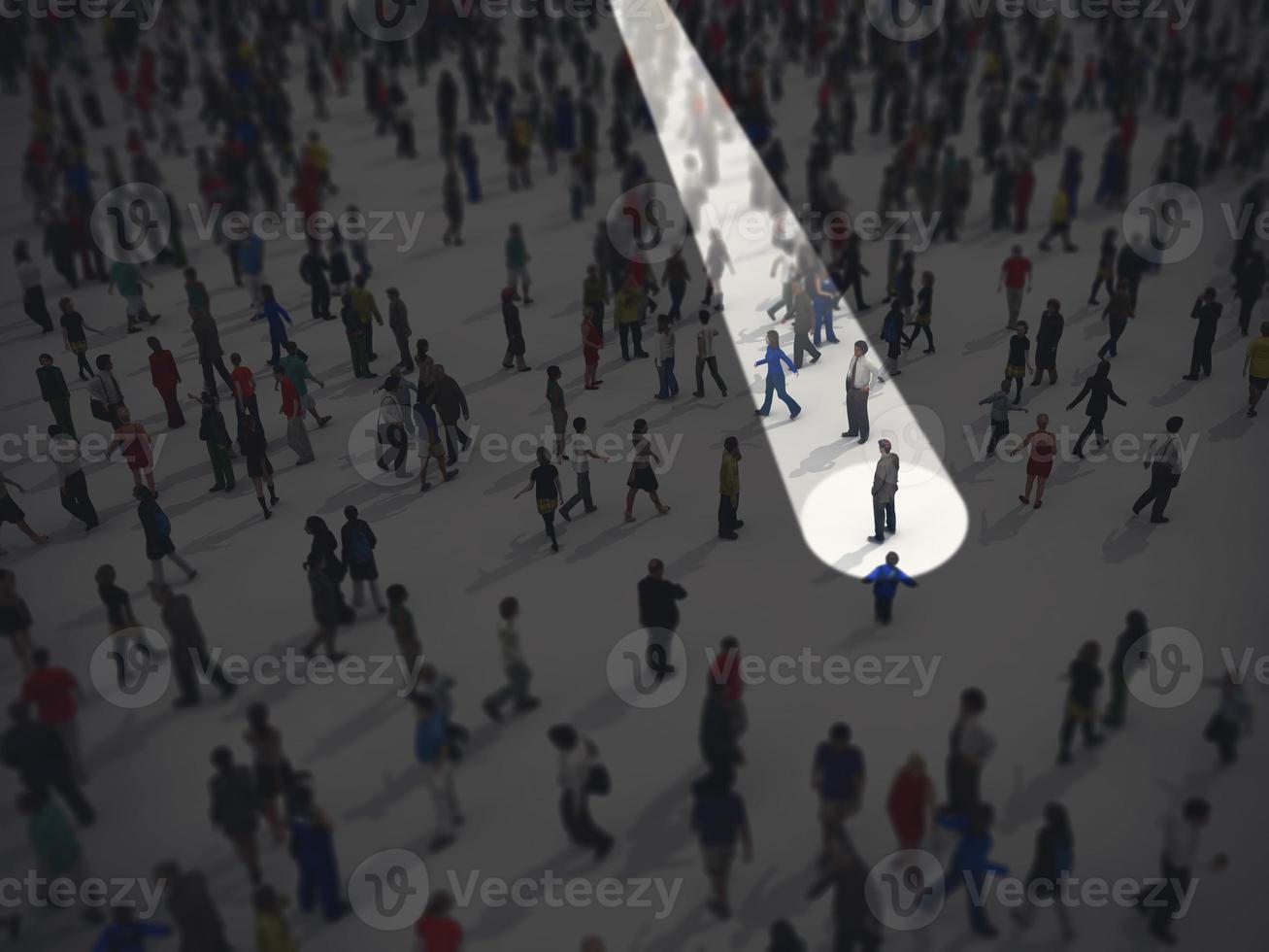 Identify in the crowd. 3D Rendering photo