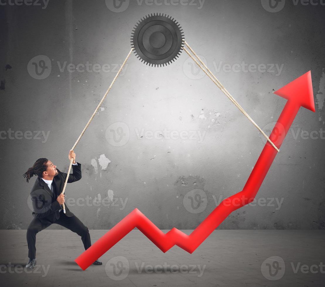 Businessman change statistics photo