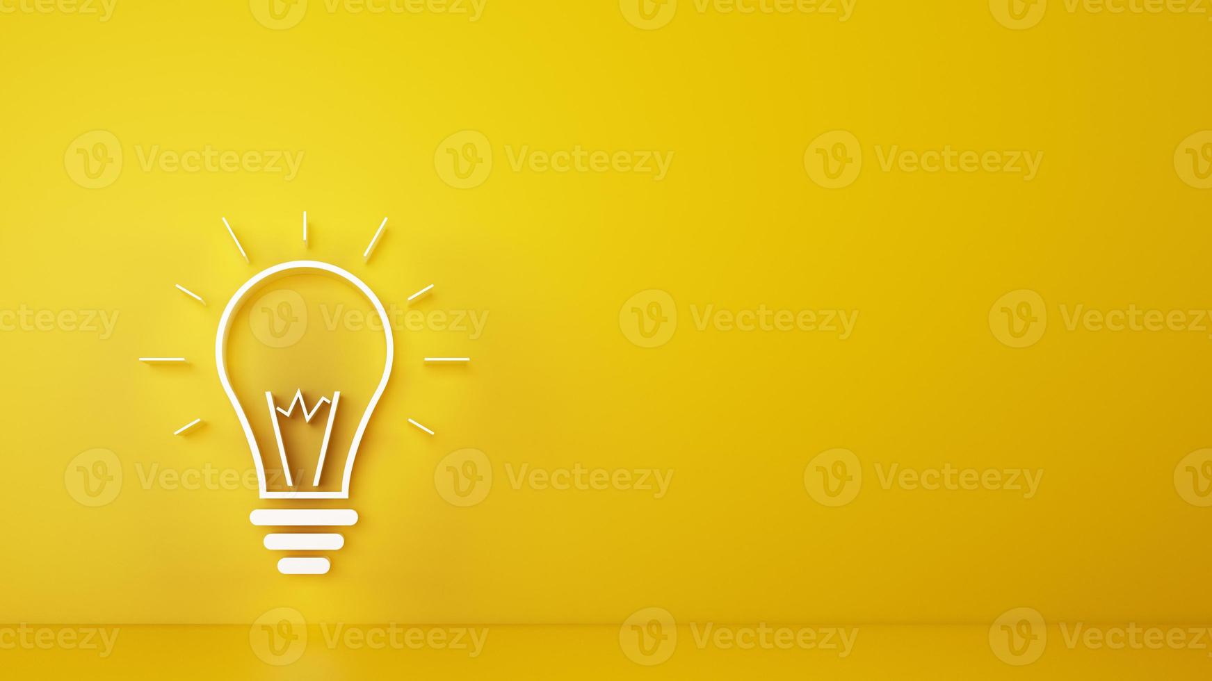 Big bulb light on a yellow background. 3D Rendering photo
