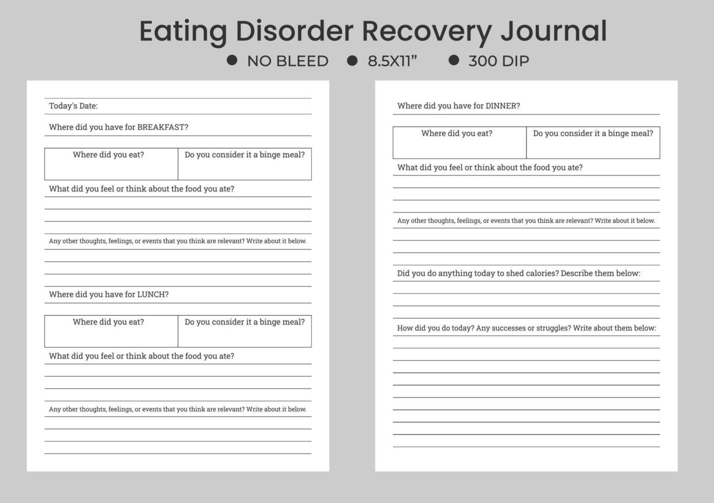 Eating Disorders Journal Notebook vector