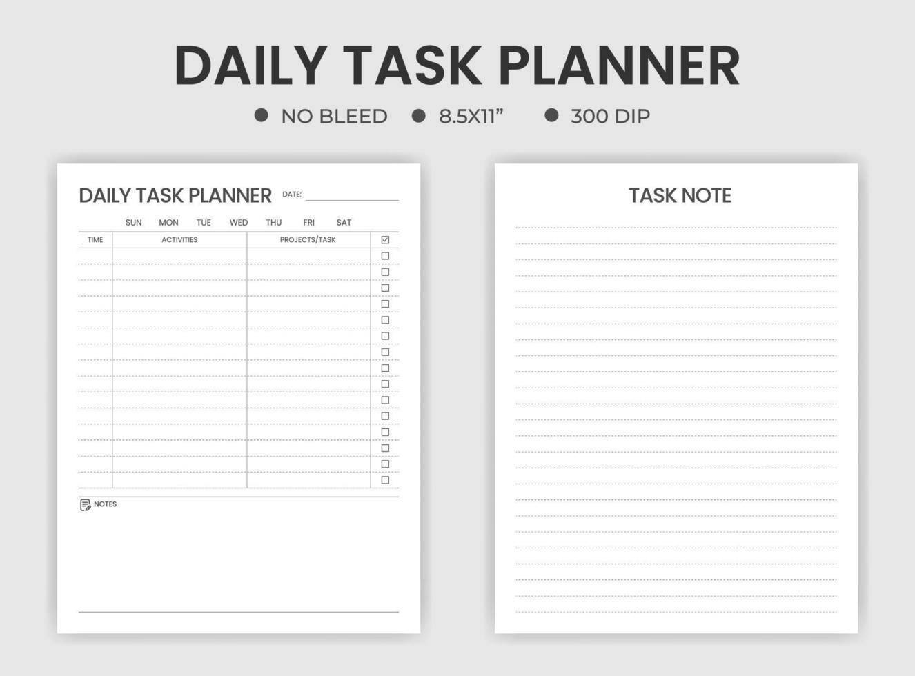 Daily task planner logbook vector