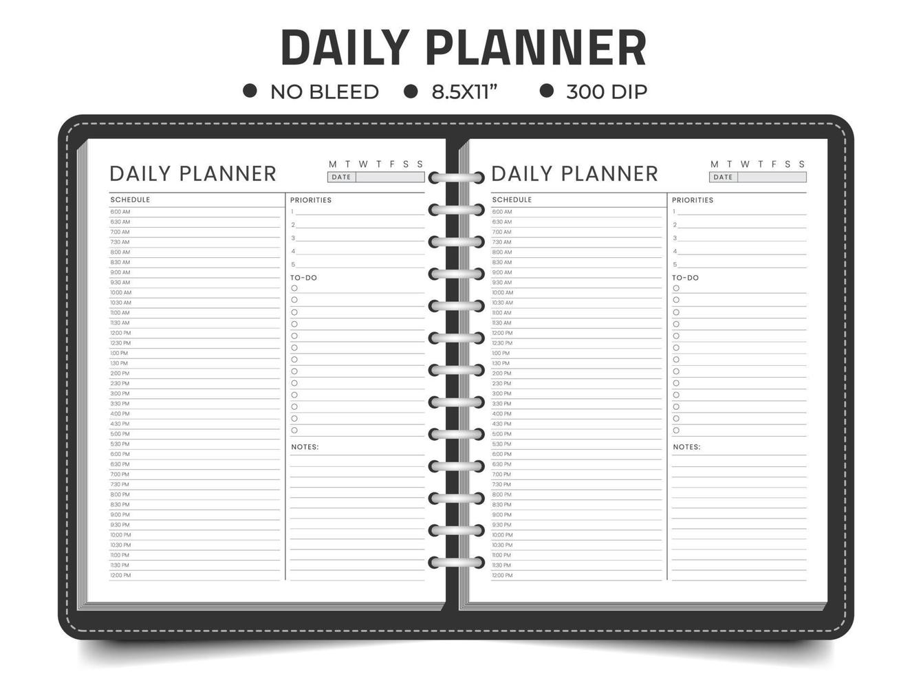 Daily planner logbook or notebook template vector