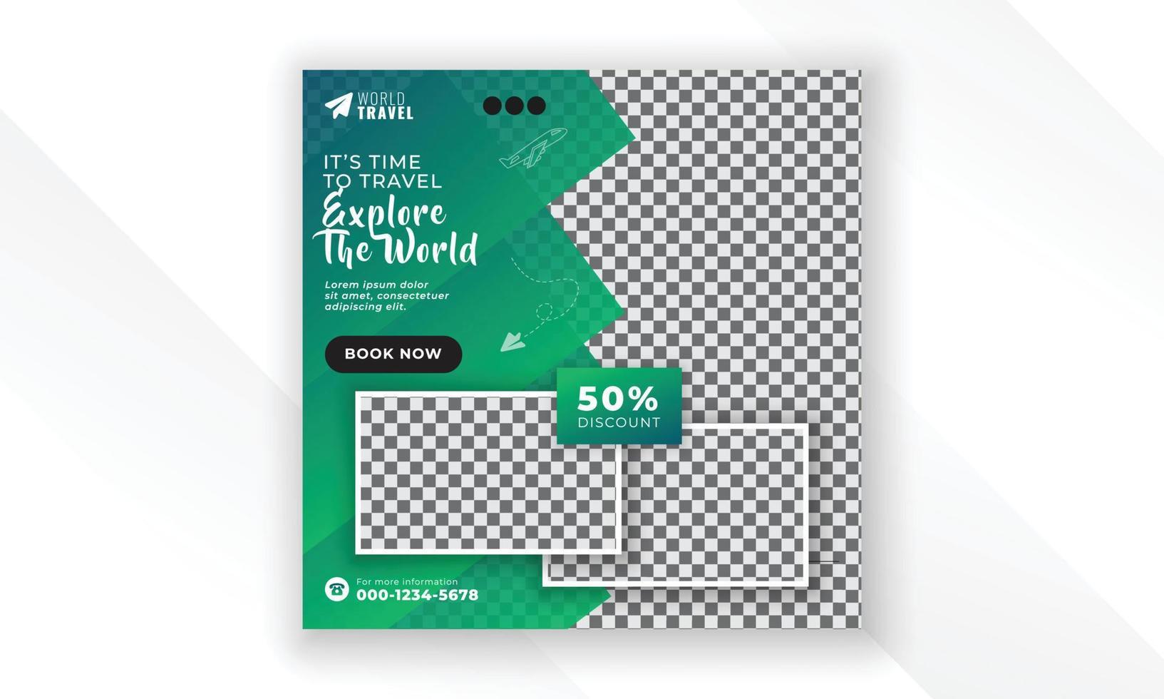 Explore the world modern creative travel social media post web banner square flyer design template vector