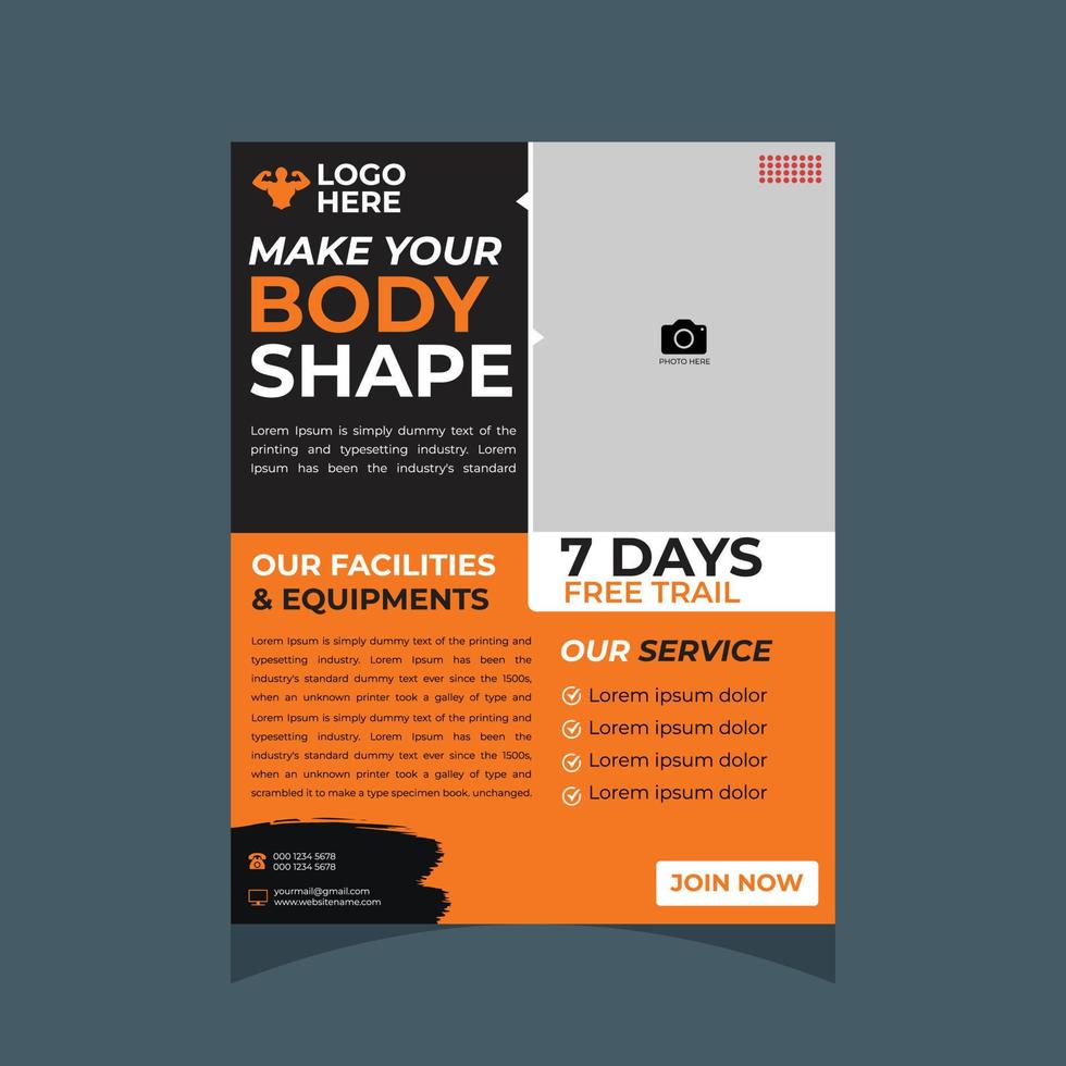 gym and fitness flyer design template vector