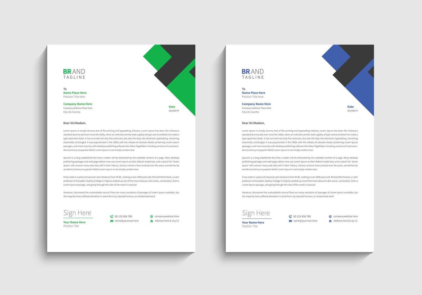 Letterhead template with various colors vector