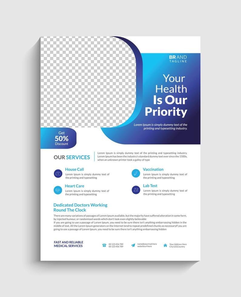 Medical flyer or poster template design vector