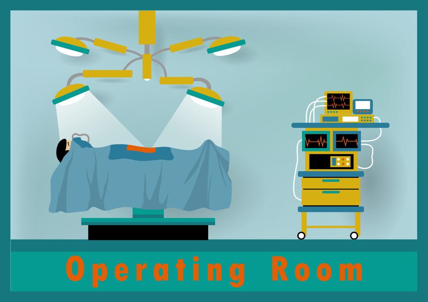 operando habitación con paciente, vector dibujos animados ilustración