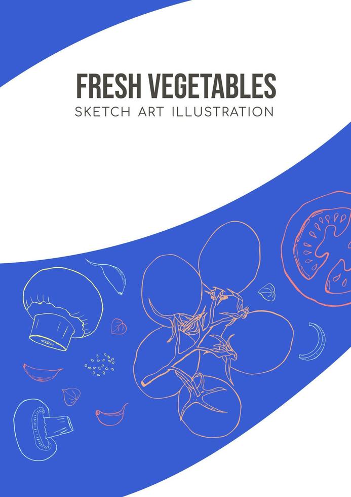 Vegetables sketch art illustration bright poster vector